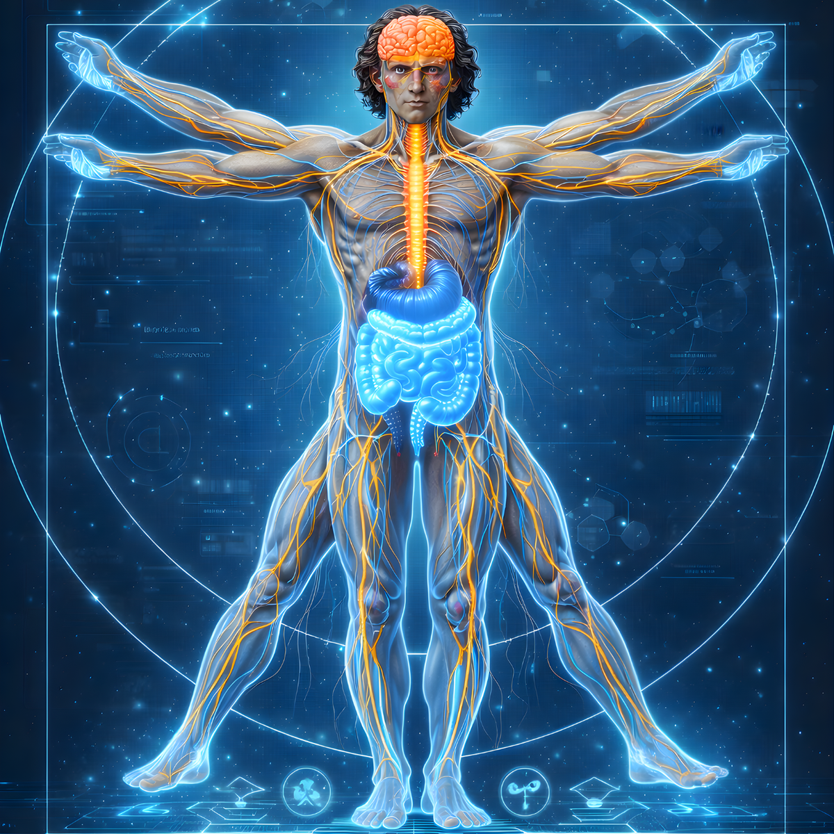 Vitruvian Man, symbol of Cerebrity neuro-longevity